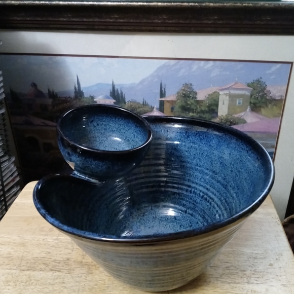 Karen Gray Handmade pottery chip and dip bowl πNWOT,12"Γ8",Nice Gift. π - Picture 2 of 11